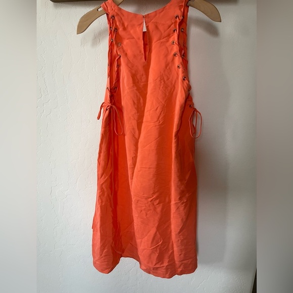 Amanda Uprichard| Neon Coral Silk Dress with Cute Sleeve Details, Size Medium••• - Picture 5 of 13
